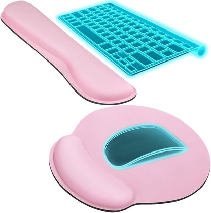 KTRIO Ergonomic Keyboard Wrist Rest and Mouse Pad with Wrist Rest Set, Memory Foam Wrist Support for Typing, Gaming, Office and Home Use, Black