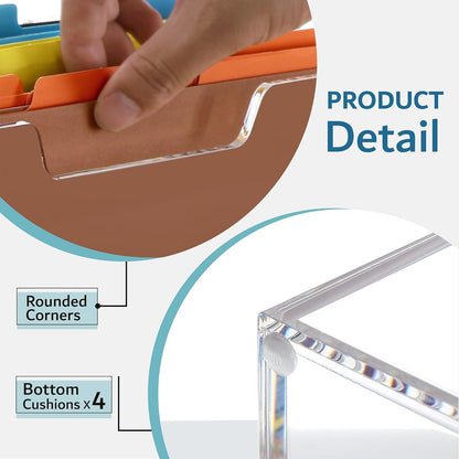 DINGHUO Acrylic File Folder Organizer, Hanging File Organizer Box, File Holder with Handles for Letter Size, Clear File Box Desktop Folder Storage for Office Home Work -1 Pack