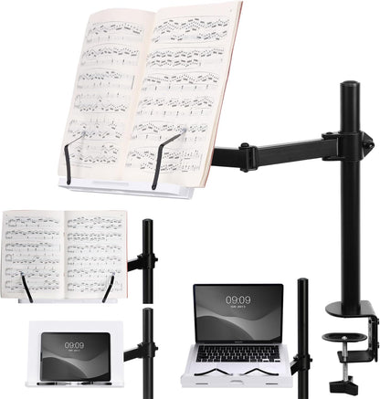 Navaris Book Stands with Clamp - Book Holder for Reading - Wood Books Stand - Works with Music, E-Readers or Tablets - 34 x 45 x 55 cm (13.39 x 17.72 x 21.65)