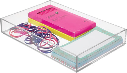 iDesign Makeup Drawer Organizer Tray for Vanity or Bathroom Countertop - Set of 2 - Clear