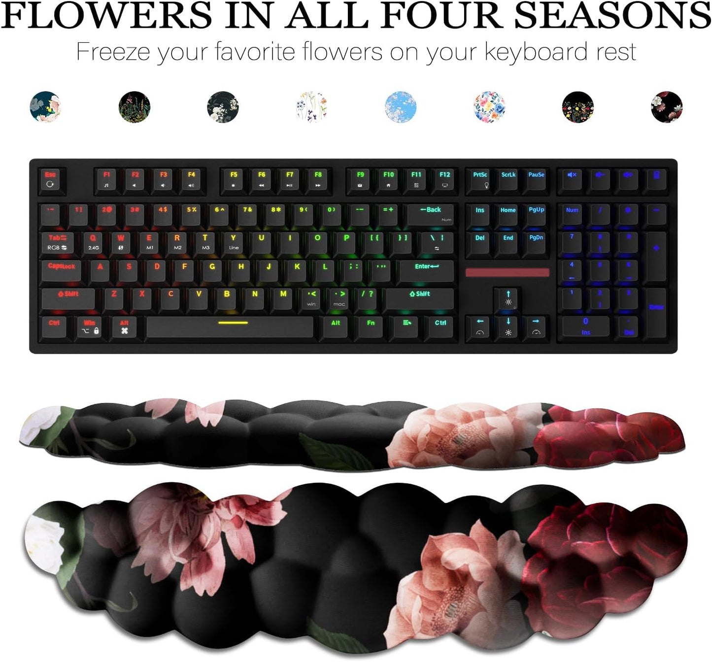 JIKIOU Upgrade Leather Cloud Keyboard Wrist Rest, Cloud Wrist Rest with Non-Slip PU Base, Comfortable Memory Foam Wrist Rest for Computer Laptop Mac Gaming Office and Pain Relief Christmas Wish Gift