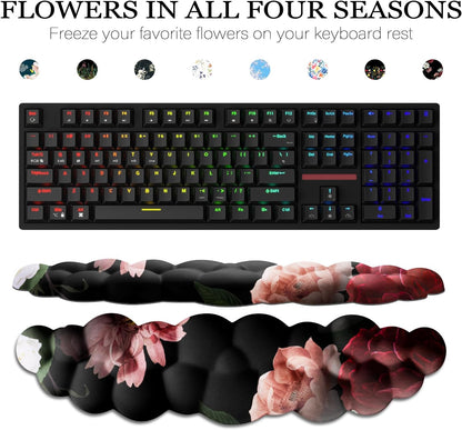 JIKIOU Upgrade Leather Cloud Keyboard Wrist Rest, Cloud Wrist Rest with Non-Slip PU Base, Comfortable Memory Foam Wrist Rest for Computer Laptop Mac Gaming Office and Pain Relief Christmas Wish Gift
