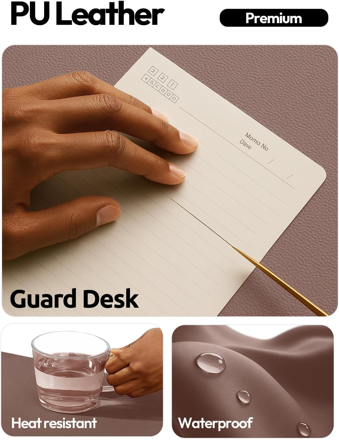 YSAGi Leather Desk Protector, Office Mat, Large Mouse Mat, Non-Slip PU Leather Blotter, Laptop Pad, Waterproof Writing Pad for Office and Home (Light Pink, 23.6" x 13.8") - Colors B