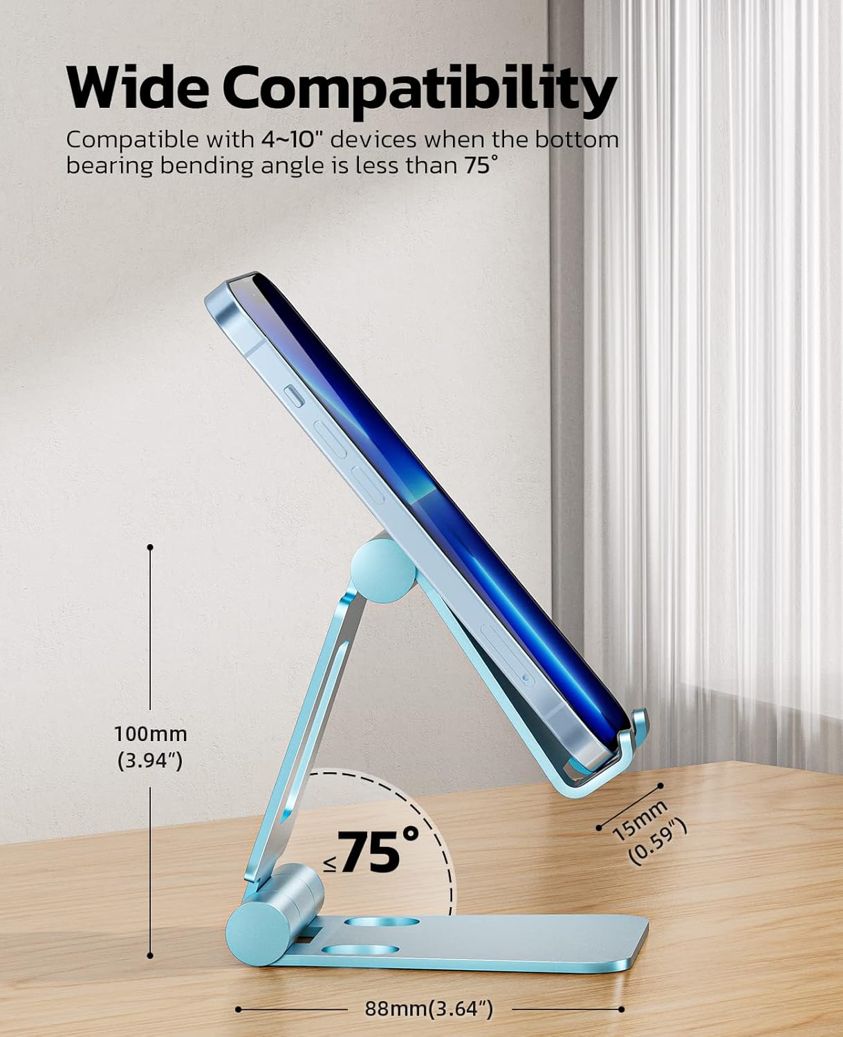 Nulaxy Dual Folding Cell Phone Stand, Fully Adjustable Foldable Desktop Phone Holder Cradle Dock Compatible with iPhone 17 16 15 14 13 12 11 Pro Max Xs Xr X 8, Nintendo Switch, All Phones
