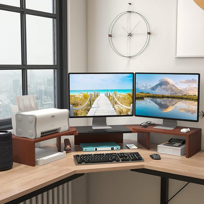 WESTREE Triple Dual Monitor Stand Riser, Extra Long Monitor Stand for 1~2~3 Monitors, Monitor Stand with Length and Angle Adjustable, 3 Shelf Desktop Storage Riser for Monitor Computer Screen Laptop