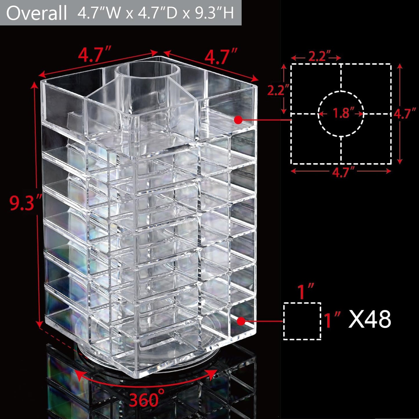 Ikee Design Acrylic Makeup Organizer with 4 Drawers and Removable Top Lipstick Holders, Ideal for Make-up or Accessories,Enhance Your Vanity or Bathroom with Clear Design for Quick Visibility