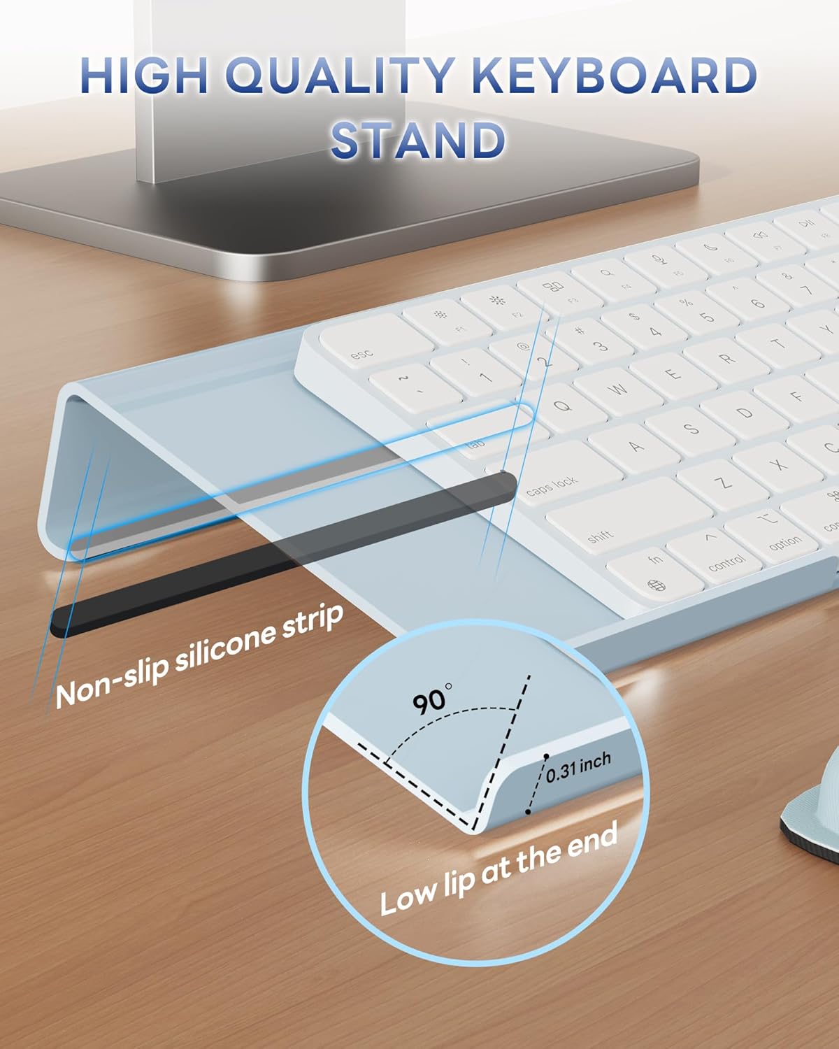 Laborio Computer Keyboard Wrist Rest Stand for Desktop, Keyboard Holder for Easy Typing with Wrist Pad for Office Desk, Home, School (Pink)