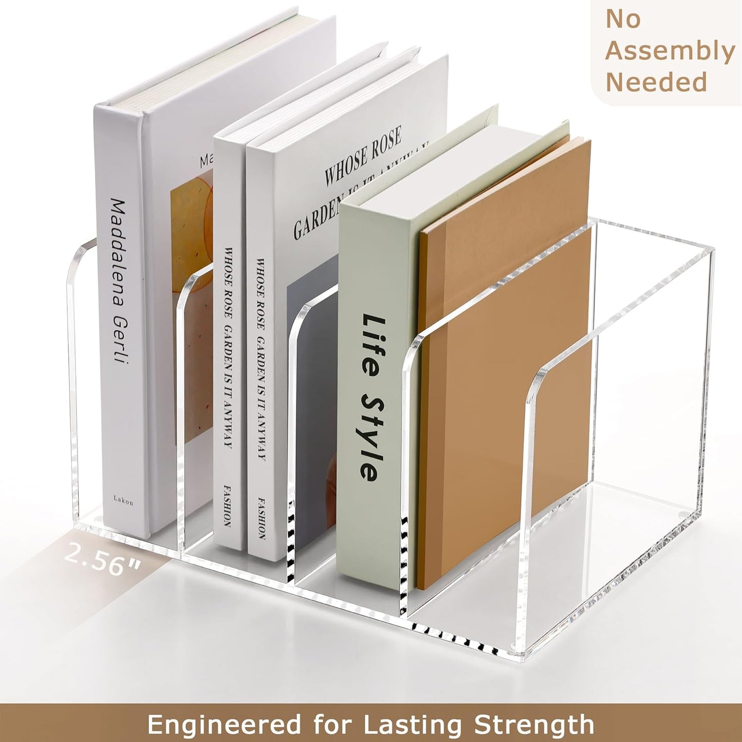 YUXUN Acrylic Desk File Organizer - 3 Section Vertical File Folder Rack, Clear Desktop Sorter for Home/Office/Classroom, Holds Magazines, Binders, Notebooks, Envelopes & Documents