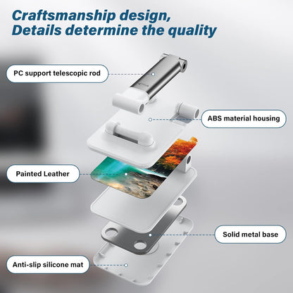 Desk Cell Phone Stand - Adjustable Angle-iPad Holder, Universal Compatible Phone Holder for Desk