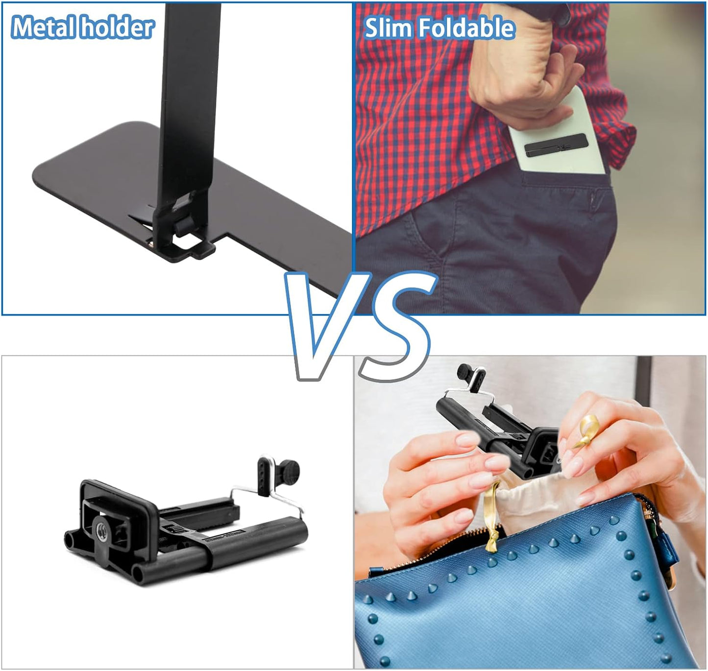 TIESOME 2 Pcs Ultra-Thin Invisible Kickstand, Adjustable Vertical and Horizontal Placement Stand, Metal Case Compatible With Any Cellphone