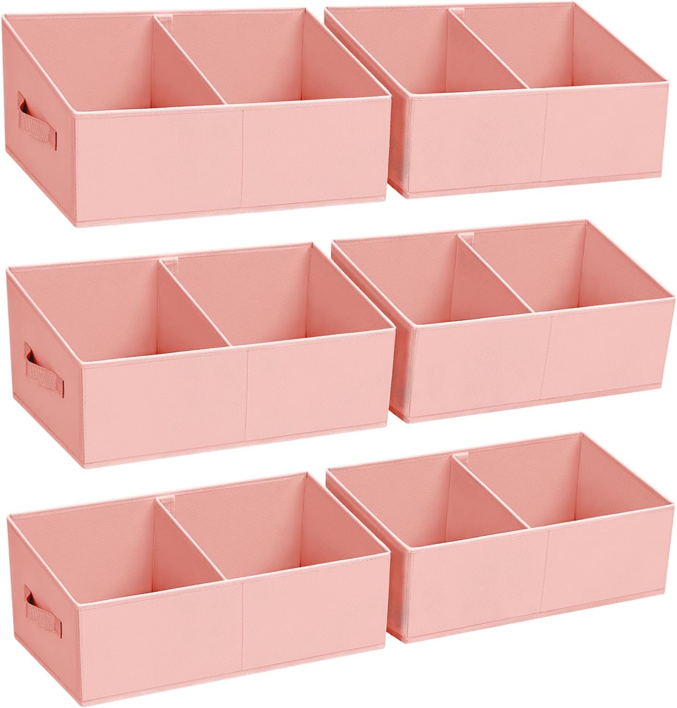 DIMJ Closet Storage Bins, 6 Pack Storage Baskets for Shelves, Foldable Closet Organizer with Handle, Linen Closet Organizers and Storage for Clothes, Toys, Towel, Books (Black)