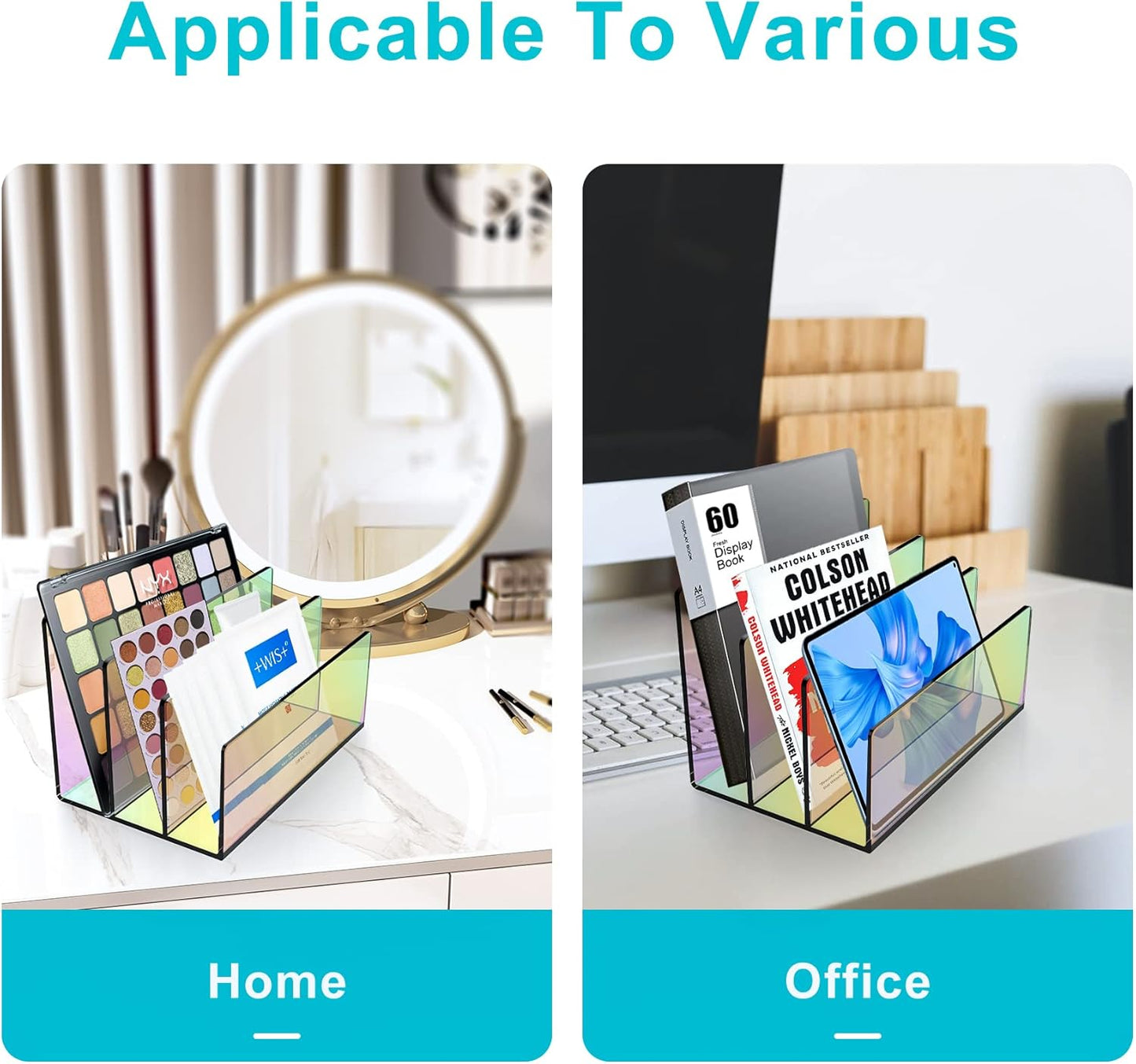 Boloyo Acrylic File Holder,1PC 2 Sections Clear File Organizer Mail Letter Sorter Desktop Folder Holder for Home Office School Envelope Bill Filling Paper Document