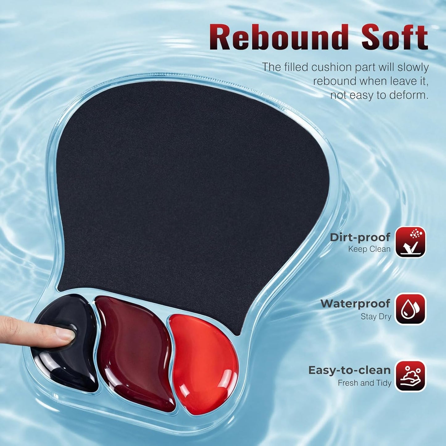 Ospelelf Mouse Pad with Wrist Rest Set Gel Ergonomic Keyboard Wrist Support Anti-Slip Rubber Bottom Office Women Desk Accessories for Computer, Laptop and Gaming, Black and Grey