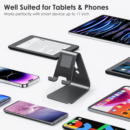 OMOTON Upgraded Aluminum Cell Phone Stand for Desk, C1 Durable Cellphone Dock with Protective Pads, Smart Stand Designed for iPhone17, 16/15/14/13 Pro Max Air, iPad mini, Android Phones,Rose Gold