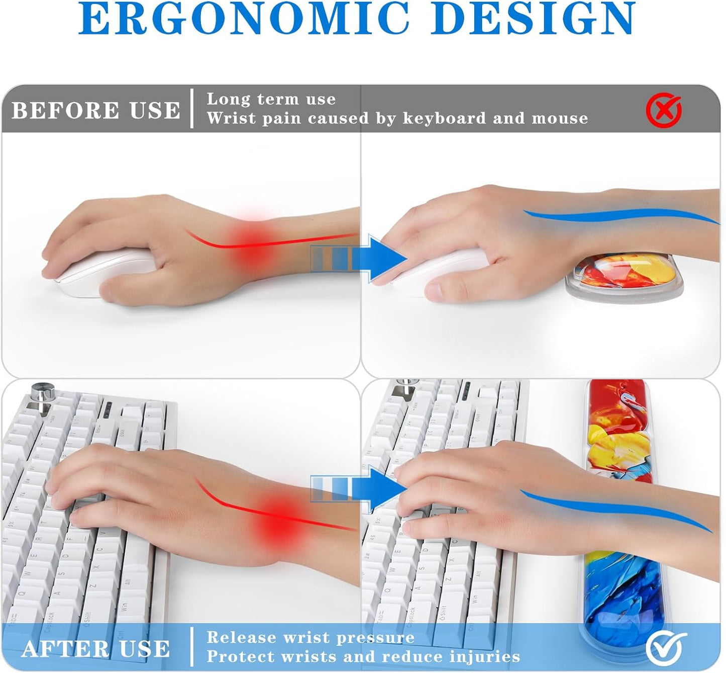 Wrist Rest for Keyboard- Ergonomic Gel Keyboard Wrist Rest and Mouse Pad Set, Non-Slip PU Base for Office, Laptop & Gaming - Green