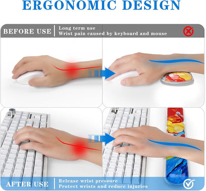 Wrist Rest for Keyboard- Ergonomic Gel Keyboard Wrist Rest and Mouse Pad Set, Non-Slip PU Base for Office, Laptop & Gaming - Green