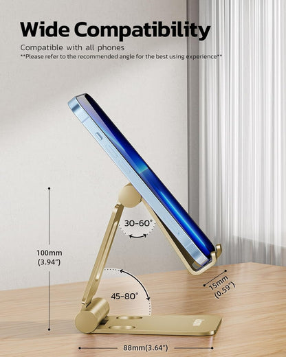 Nulaxy Dual Folding Cell Phone Stand, Fully Adjustable Foldable Desktop Phone Holder Cradle Dock Compatible with iPhone 17 16 15 14 13 12 11 Pro Max Xs Xr X 8, Nintendo Switch, All Phones