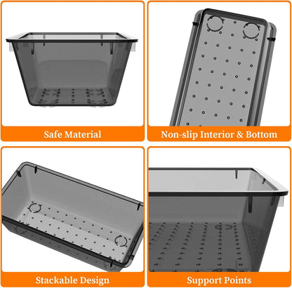 StorMiracle 32 PCS Clear Plastic Drawer Organizer Set, 4-Size vanity organizer Trays and Storage Bins for Makeup, Jewelry and Gadgets in Bedroom, Bathroom and Office, Clear