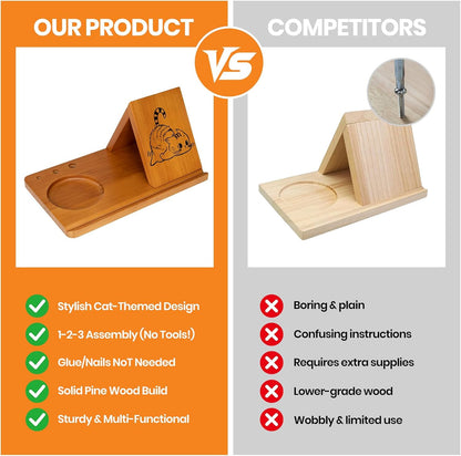 Wood Desktop Book Stand for Reading Rest Birthday and Mothers Day Gifts, Book Page Holder Thumb Bookmark,Magnet Couple Photo or Note, Book Accessories, Triangle Book Nook with Cup for Book Lovers