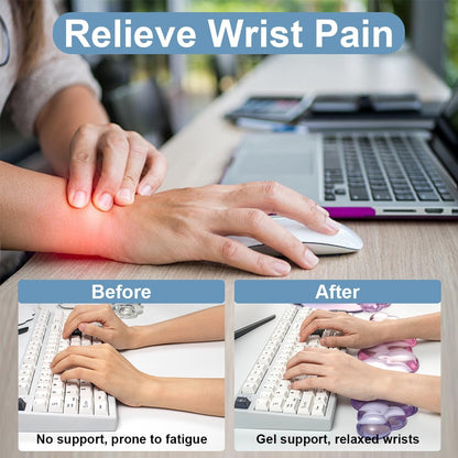 Gel Wrist Rest and Cloud Mouse Pad Support for Keyboard and Mouse - Ergonomic Pink Keyboard Wrist Pad Set for Typing Pain Relief/Computer/Laptop/Gaming/Home/Office (Cloud Shape, Gradient Blue Pink)