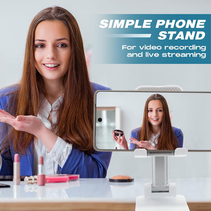 Wonderjune 12 Pcs Cell Phone Stand for Desk Phone Holder Stand Foldable Angle Height Adjustable Portable Holder Tablet for Office Travel Photography (White)