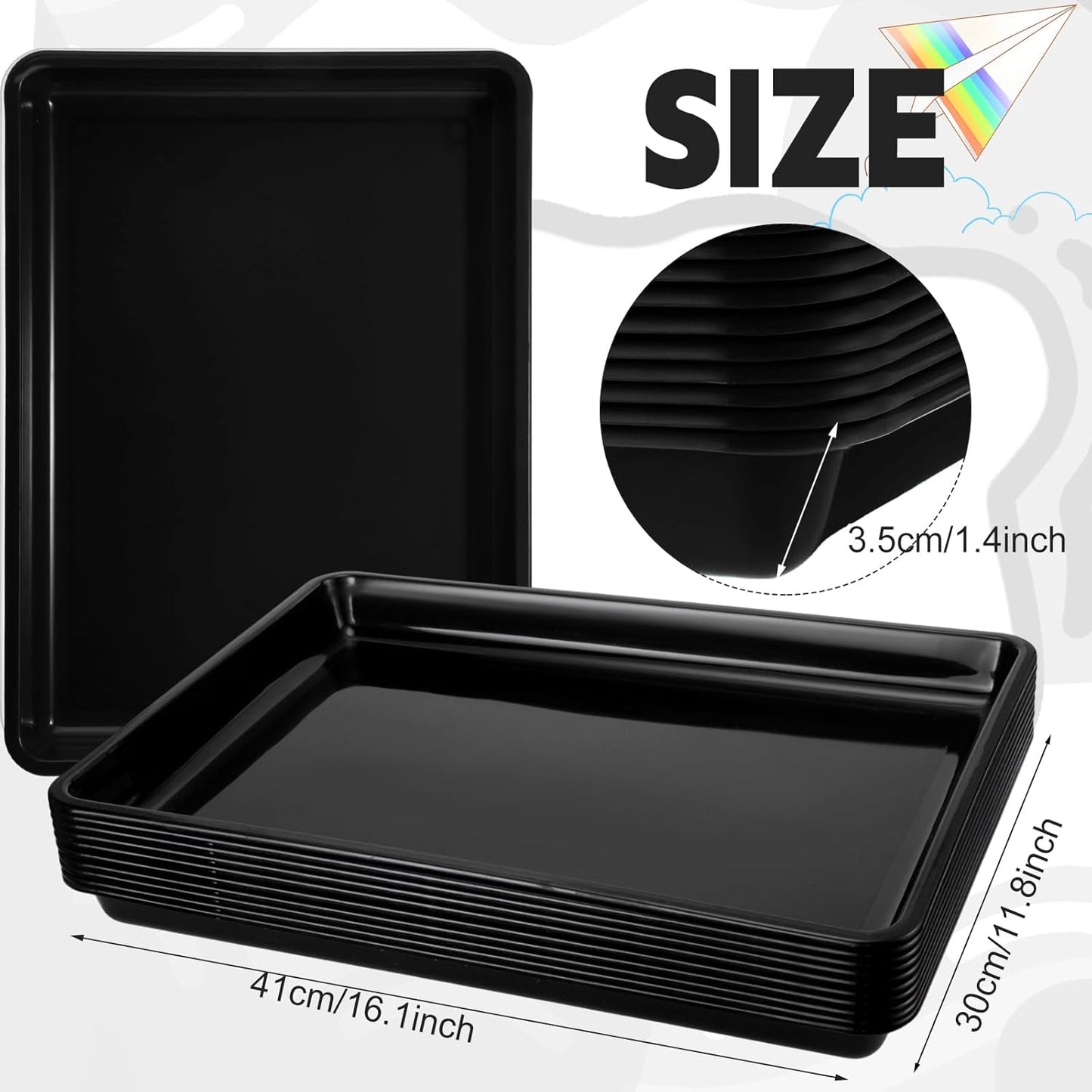 Hoteam 10 Pcs Flat Storage Organizer Tray Bin Paper Tray for Classroom Plastic Stackable File Organizer for School Office Teacher Book Organization(Clear,13.78 x 9.84 x 3.15 Inch)
