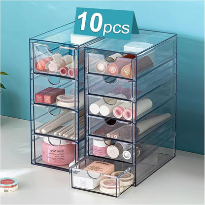 Acrylic Drawer Organizer with 22 Drawers, 4 Set Craft Organizers and Storage, Clear Storage Drawers, Desk Drawer Organizer for Vanity, Office Supplies, Jewelry, Pen