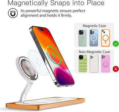 3-in-1 Charging Station for Apple Devices: Used for iPhone and Watch Charging Station with Magsafe Charger Stand, Wireless Charger for iPhone 17 Air 16 15 14 13 Series, Apple Watch Ultra, AirPods Pro