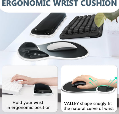 AKIT Ergonomic Mouse Pad with Wrist Rest& Keyboard Wrist Rest, Wrist Rest for Computer Keyboard, Pain Relief, Non-Slip Gel Base, Mousepad Wrist Support for Gaming, Office, Waterdrop Shaped Pink