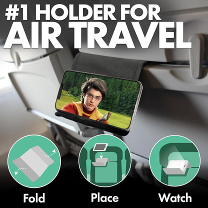 Flight Flap Airplane Phone Holder, Flexible Cell Phone Holder, Folding Cellphone Stand for Desk, Bed, Office, Treadmill - Airplane Gadgets for Long Travel Accessories - Plane Essentials (Silicone)
