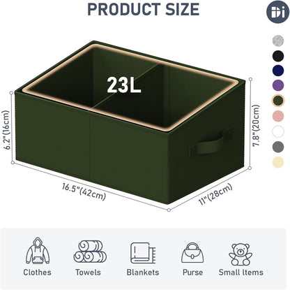 DIMJ Closet Storage Bins, 6 Pack Storage Baskets for Shelves, Foldable Closet Organizer with Handle, Linen Closet Organizers and Storage for Clothes, Toys, Towel, Books (Black)