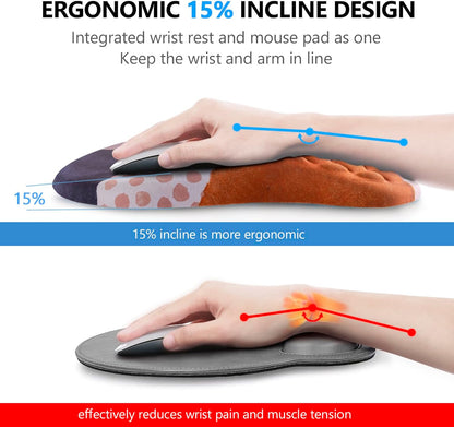 Mouse Pad Wrist Support, Laokiiy 2 in1 Keyboard Wrist Rest+ Ergonomic Mouse Pad, Non-Slip Wrist Rest for Computer Keyboard, Made Easy Typing & Relieve Wrist Pain（Banana Leaf Green）
