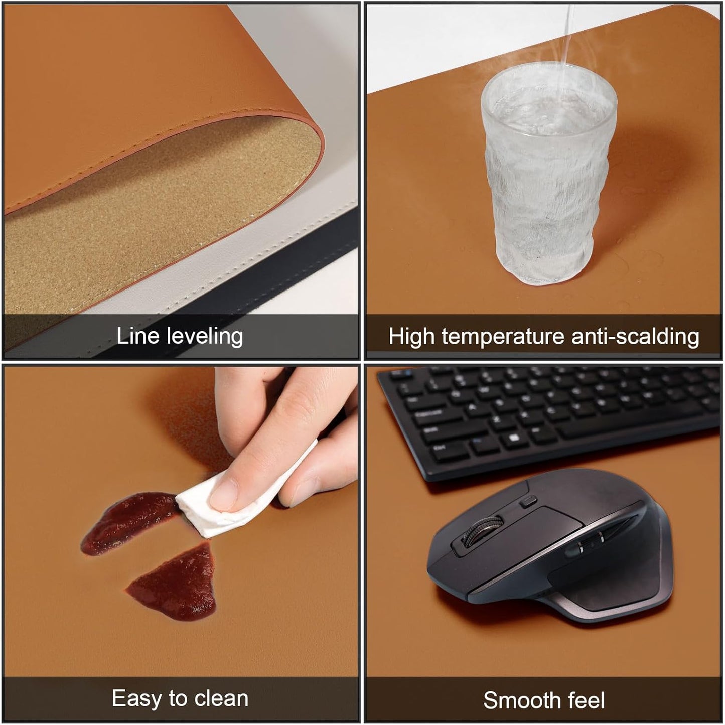 DAWNTREES Dual Sided Desk Mat,Leather Desk Pad,Cork Desk Mat Protector,with PU Leather Valet Tray Organizer,Large Mouse Pad,Desk Writing Pad for Office and Home(Dark Green 31.5"x15.8")