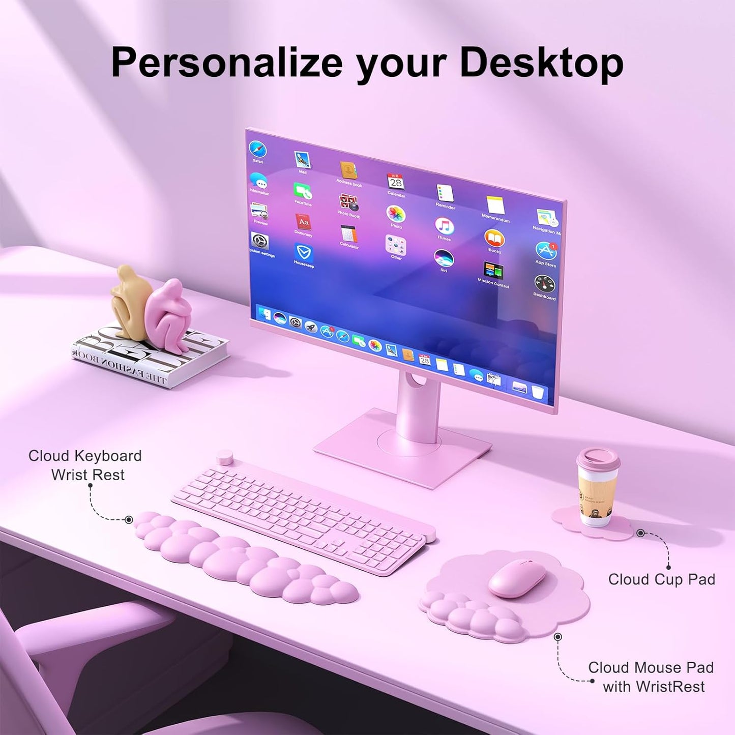 MOKURU Cloud Mouse Pad with Wrist Rest, Cloud Keyboard Wrist Rest, Mouse Pad Wrist Support, Ergonomic Keyboard Mouse Wrist Support White