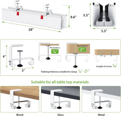 KEEGH Extra Large 48" Under Desk Cable Management Tray - Under Desk Cord Management - Clamp/Screw Mount - Support Upto 70lbs - Fabric Wire Management - Cable Raceways Tray Cord Hiders for Office/Home