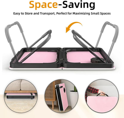 BUYIFY Foldable Laptop Bed Desk for Couch, Sofa - Large Lap Desk Tray Table with Cup Holder and Tablet Slot - Portable Notebook Stand for Eating, Writing, Studying and WFH -NEW-006