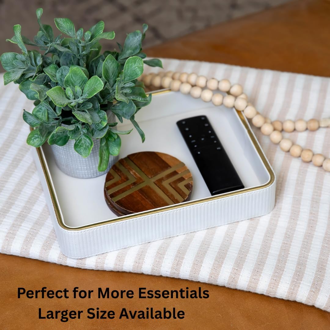 Leather Catchall Valet Tray for Men| Mens Valet Catch All Trays| Bedside Organizer for Nightstand| Cologne Tray for Men| Desk Trays Leather Tray Organizer (Black)