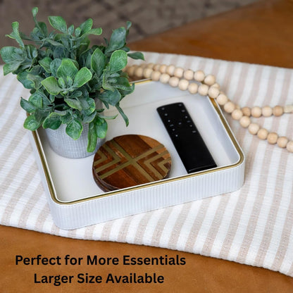 Leather Catchall Valet Tray for Men| Mens Valet Catch All Trays| Bedside Organizer for Nightstand| Cologne Tray for Men| Desk Trays Leather Tray Organizer (Black)