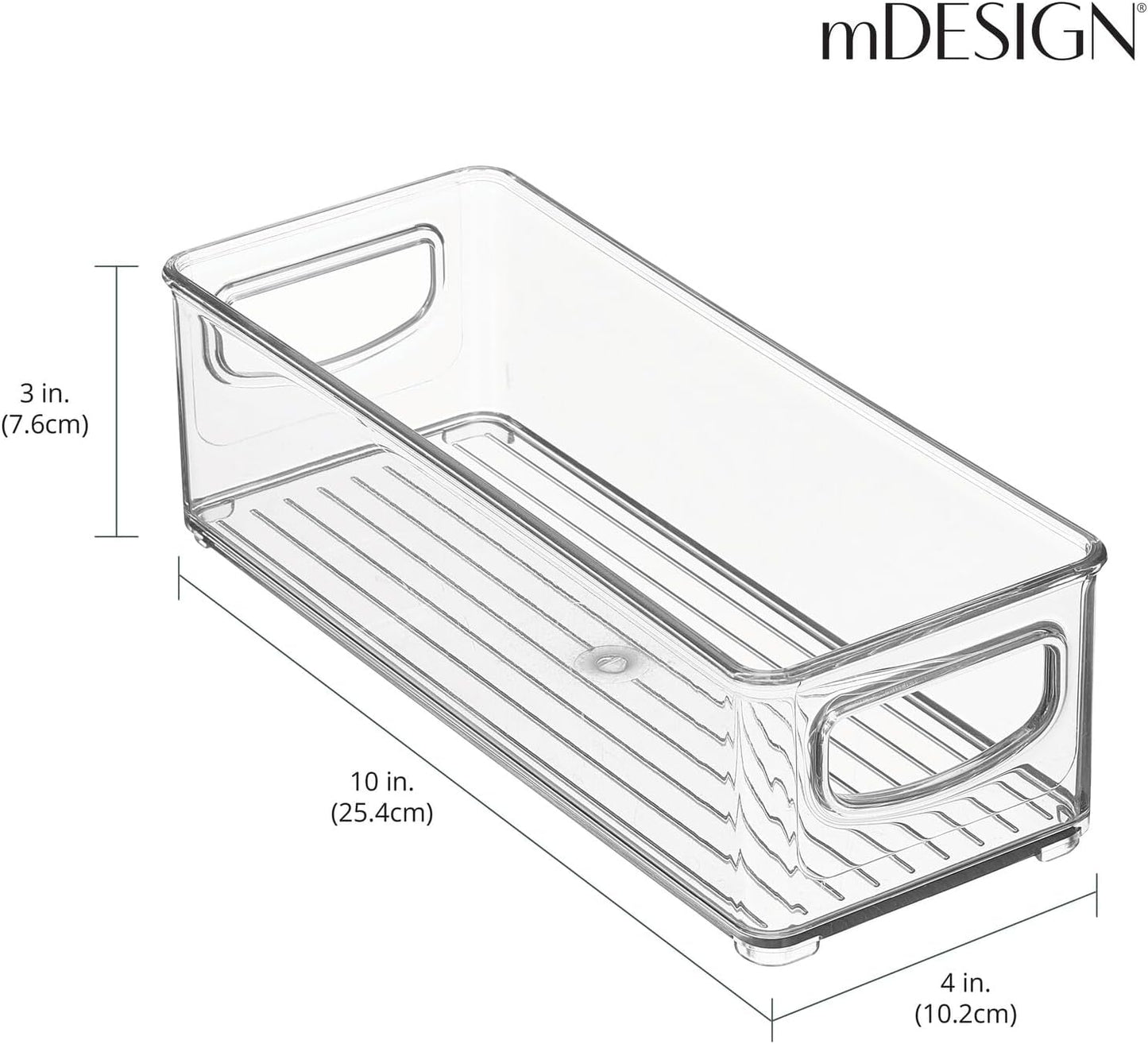 mDesign Plastic Office Supply Organizer - Storage Holder Bin with Handles for Desk Drawer, Cabinet - Pencil, Pen, Envelope and Supplies Container Basket - Ligne Collection - 2 Pack - Clear