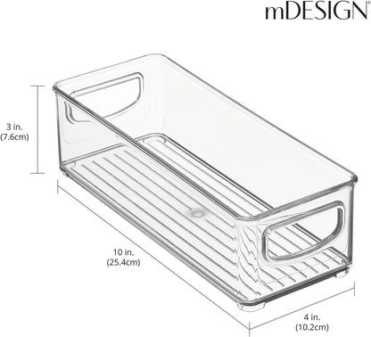 mDesign Plastic Office Supply Organizer - Storage Holder Bin with Handles for Desk Drawer, Cabinet - Pencil, Pen, Envelope and Supplies Container Basket - Ligne Collection - 2 Pack - Clear