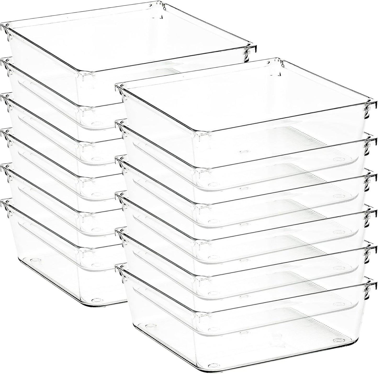 8 Pack Drawer Organizer - 3" X 3" Clear Acrylic Storage Bins with Non-Slip Pads, Versatile Desk Tray for Makeup, Jewelry, Kitchen, Bathroom, and Office Organization