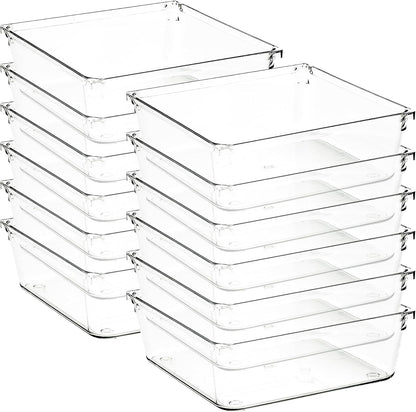 8 Pack Drawer Organizer - 3" X 3" Clear Acrylic Storage Bins with Non-Slip Pads, Versatile Desk Tray for Makeup, Jewelry, Kitchen, Bathroom, and Office Organization