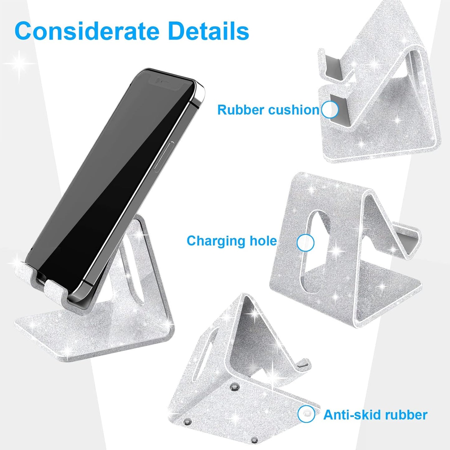 Crpich Acrylic Cell Phone Stand, Portable Clear Phone Stand for Desk, Compatible with Phone16 15 14 13 Pro Max Mini 12 11 Plus SE, Switch, Android Smartphone, Pad, Tablet, Desk Accessories