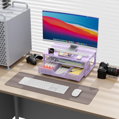 gianotter Computer Monitor Stand Riser, Desk Organizers and Accessories with Drawer, Office Desk Accessories & Workspace Desktop Organizers Storage for Printer Stand (Black)