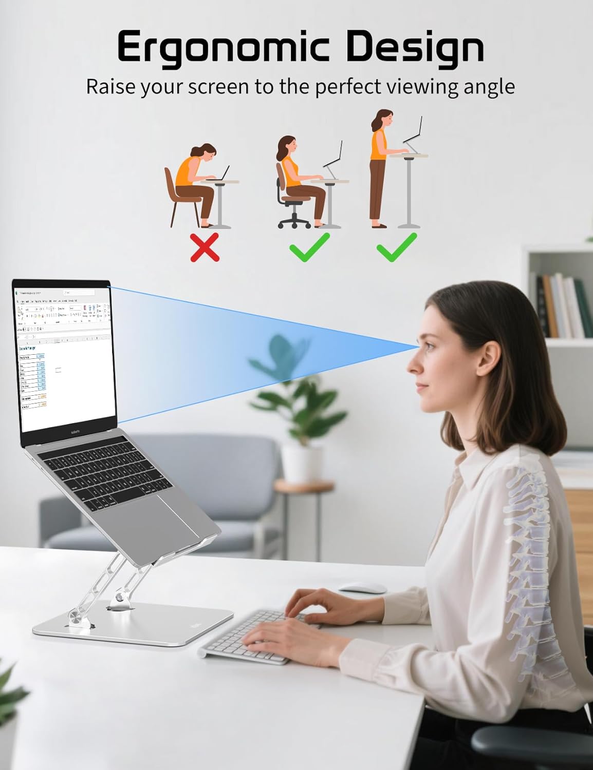 Aluminum Laptop Stand for Desk – Adjustable Ergonomic Laptop Riser, Foldable & Portable Holder Fit for MacBook & 10"-16" Laptops for Office, Home & Travel,Purple