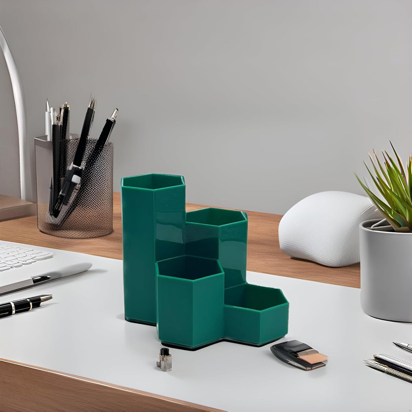 Pencil Organizer Pen Holder for Desk Pens Cup Small Desk Organizer Cute Pen Holder for Office,School and Home (White, 3)