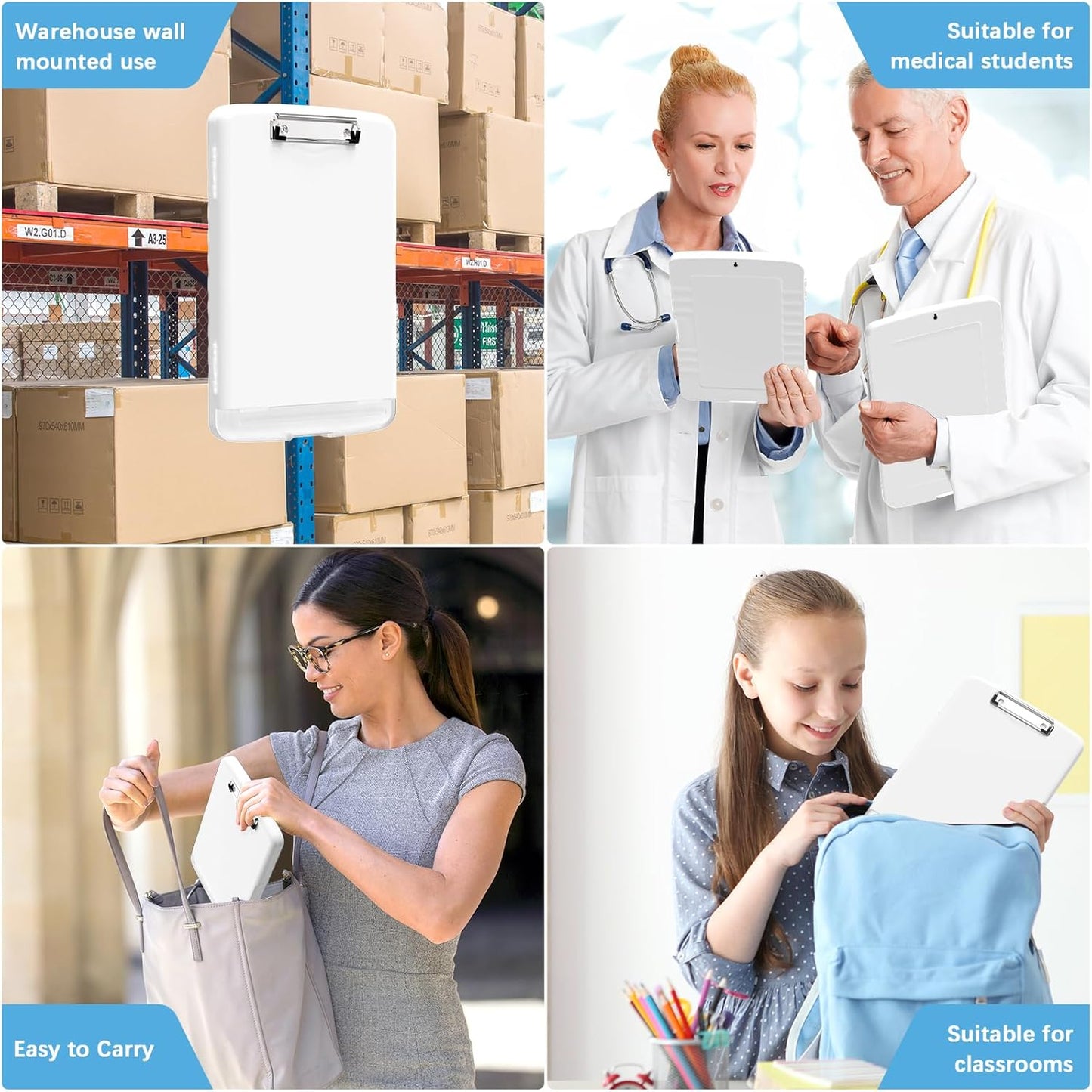 Hongri Clipboard with Storage with Pen Holder, Folder Nursing Clip Board 8.5 x 11 Foilo-Side Opening, High Capacity, Light Weight for Teachers, Classroom. Size 14 x 9.6 x 1.2 in(Pink)