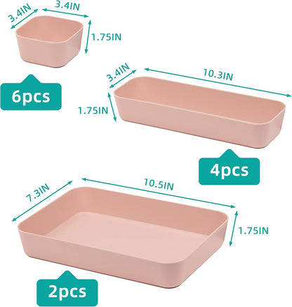 Backerysupply (9 Piece Set) Large Size Plastic Desk Drawer Organizers For Makeup Bathroom Office Kitchen Three Colors