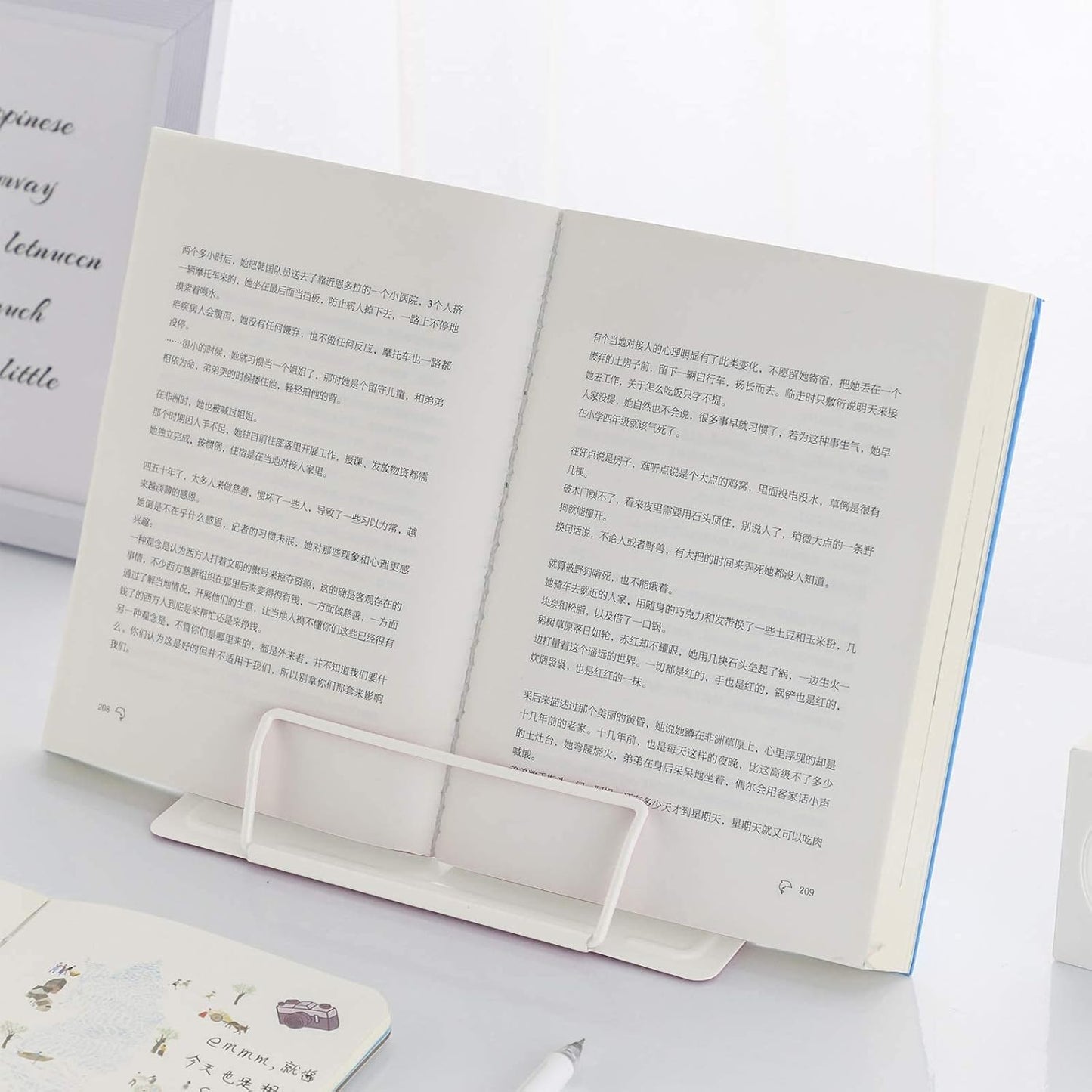 MSDADA Desk Book Stand Metal Reading Rest Book Holder Adjustable Cookbook Documents Holder for Recipes Textbooks Tablet Music Books, Mom Gifts, Gifts for Grandma Mom Mothers Day(Light Purple)