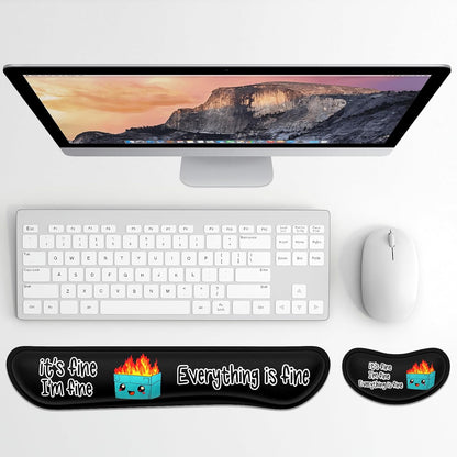 Dapesuom Enlarge Keyboard Wrist Rest, Memory Foam Wrist Cushion for Desk Mats Support, Cute Pain Relief Keyboard Mouse Pad Rests Set with Non-Slip Base for Gaming Laptop Office Computer, Green Leaf